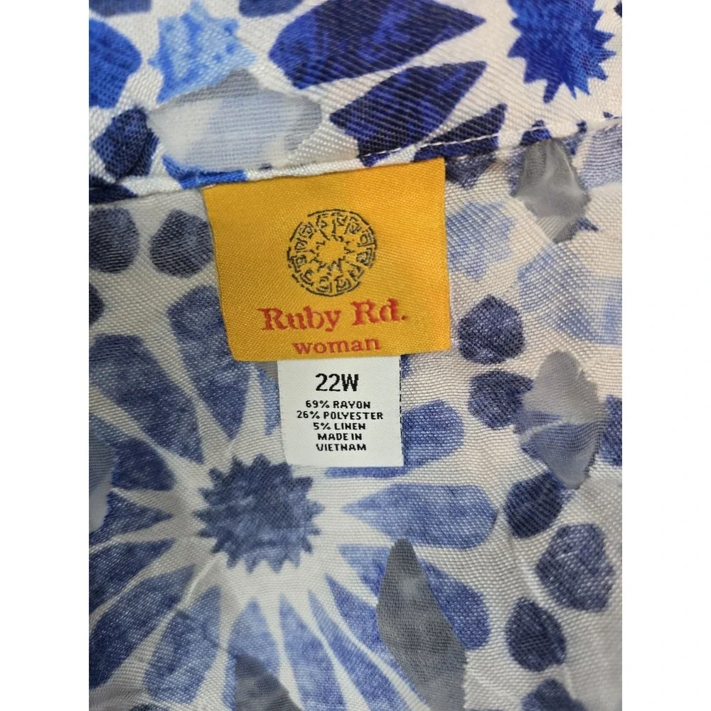 Ruby Rd Womens Blue Patterned Button Up 22W - Picture 8 of 8